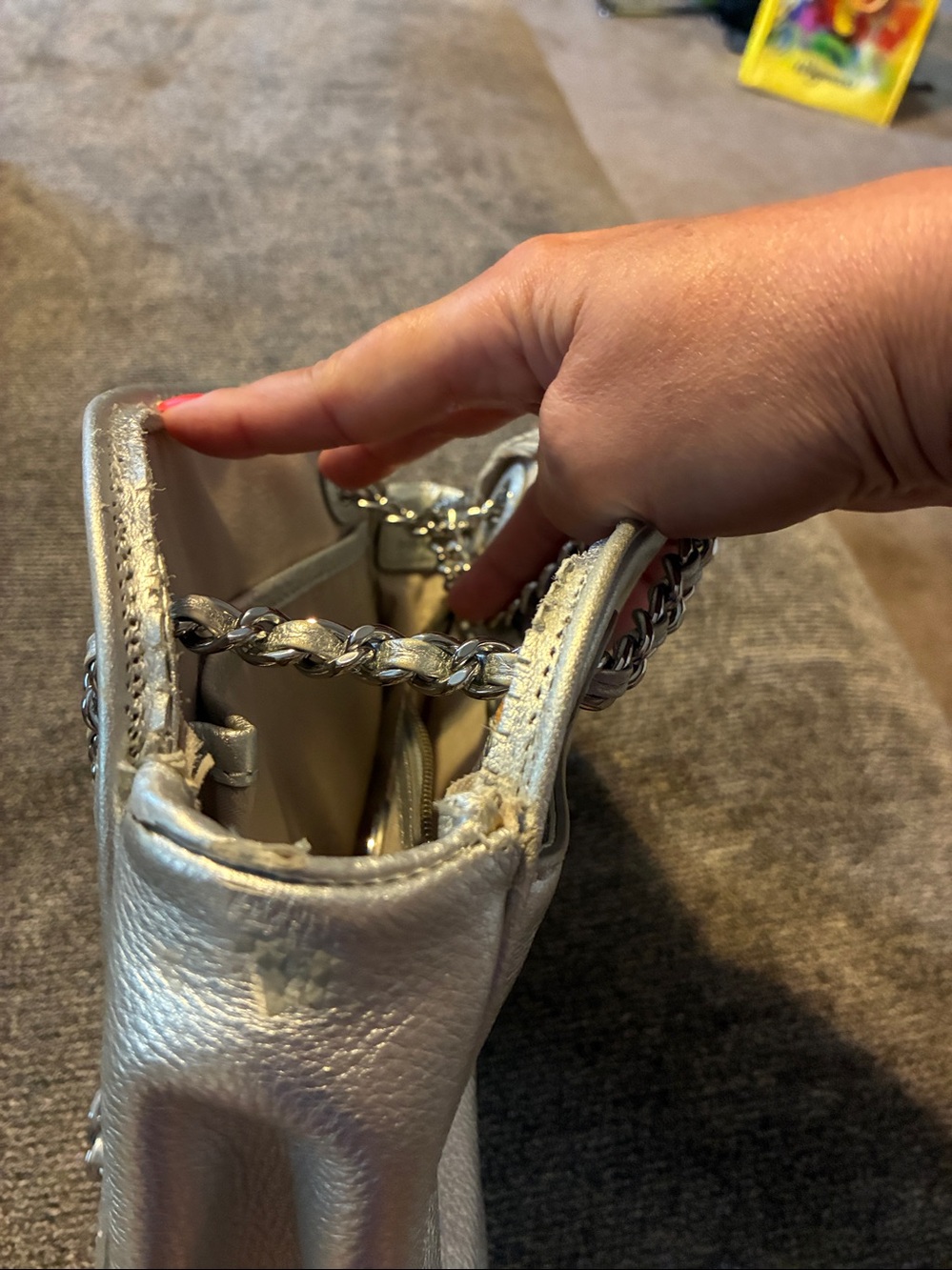 Tory Burch Metallic Pewter Chain-Handle Shoulder Bag - Picture 5 of 8
